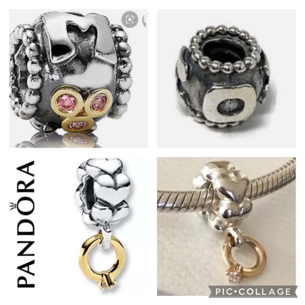 SOLD…AUTHENTIC PANDORA SS Bracelet with SS and 14k Gold Charms - Picture 8 of 15